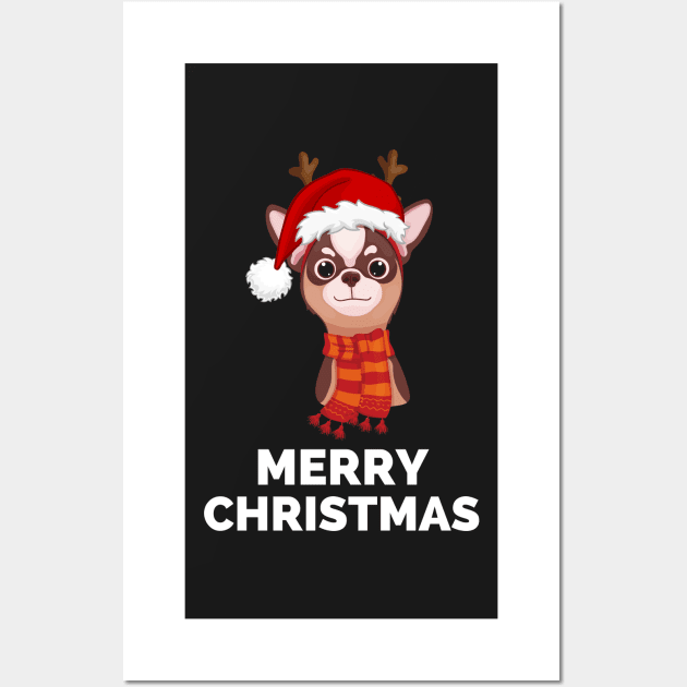 Chihuahua Funny Holiday Christmas - Chihuahua Funny Holiday Christmas Celebration - Chihuahua Lover Gifts Wall Art by Famgift